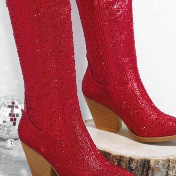 Red over the knee Women's Boots - Picture 3 of 3